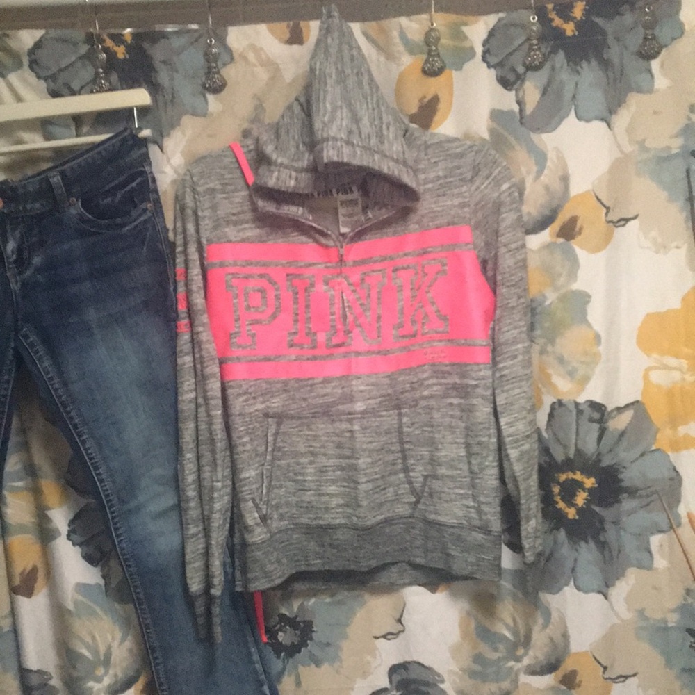 Victoria's Secret PINK Gray Hoodie with Pink Accents